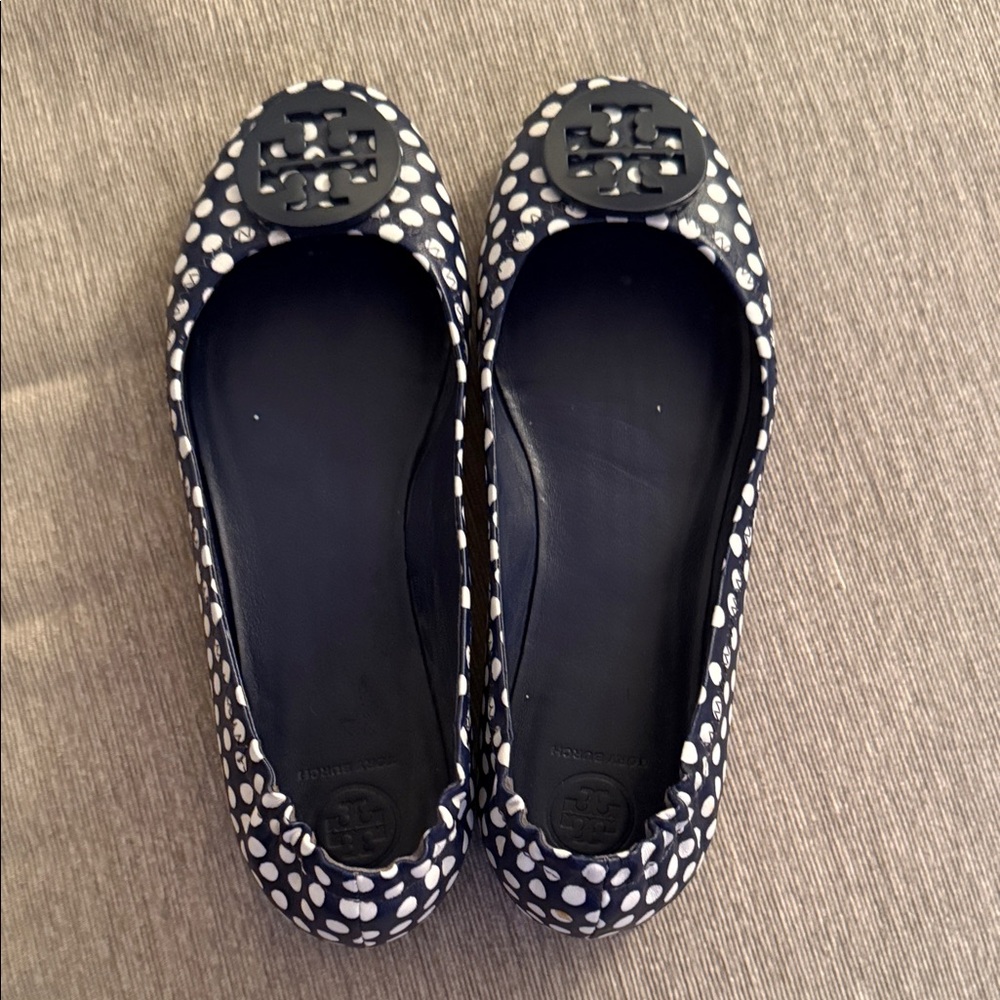 Tory Burch Navy and White Polka Dot Flats - Picture 3 of 5